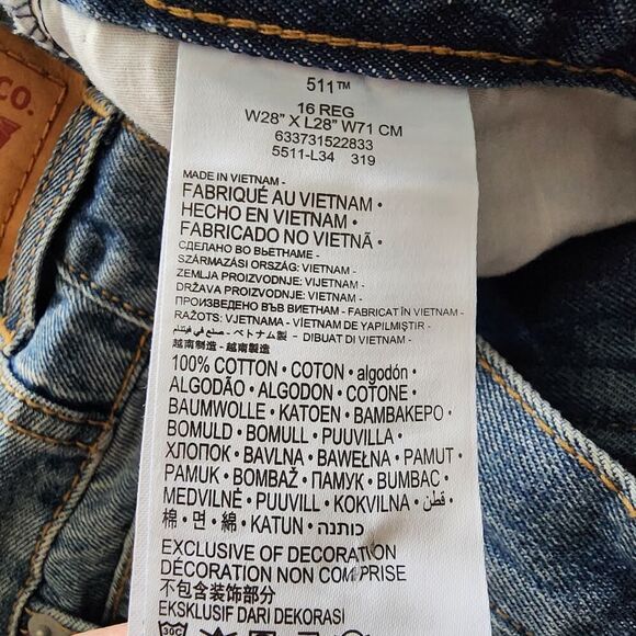 NEW Levis 511 Slim Fit jeans boys size 16 reg 28x28 - Picture 4 of 6